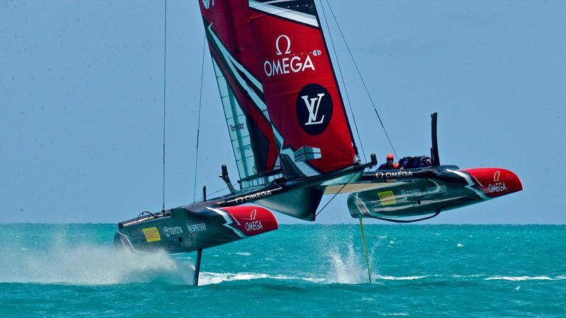 Emirates Team New Zealand in full flight before the start of racing on June 5, 2017 Bermuda - photo © Scott Stallard