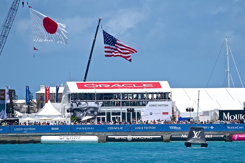 Oracle Team USA spectator area - Qualifiers - Day 1, 35th America's Cup, Bermuda, May 27, 2017 photo copyright Richard Gladwell taken at  and featuring the AC50 class