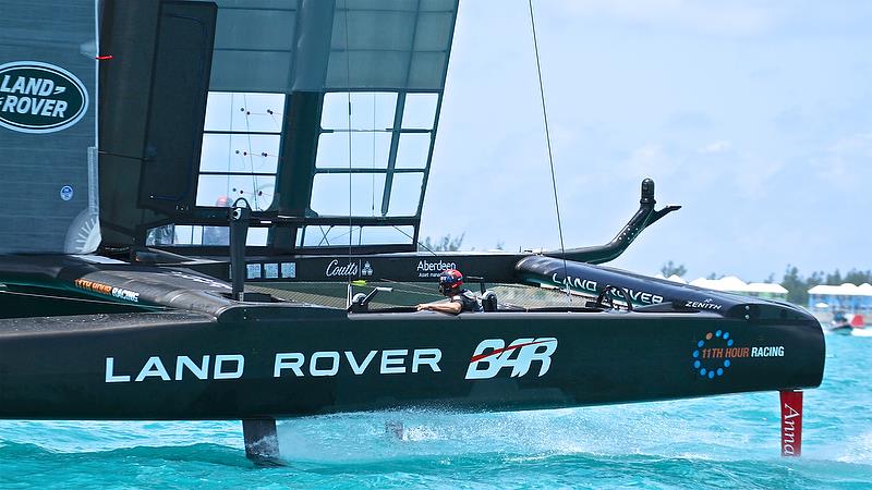 Land Rover BAR set up for a tack in practice - America's Cup Qualifier - Day 2, May 28, 2017 photo copyright Richard Gladwell taken at  and featuring the AC50 class