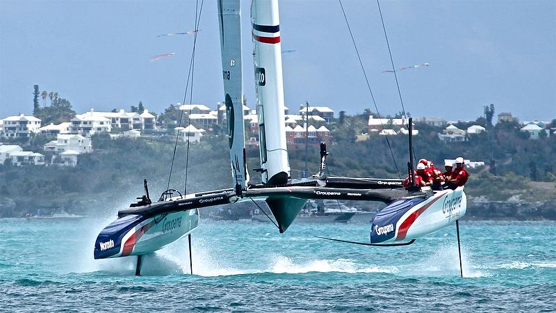 Groupama Team France at her best - America's Cup Qualifier - Day 2, May 28, 2017 photo copyright Richard Gladwell taken at  and featuring the AC50 class