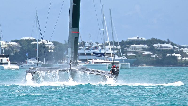 A very wet Land Rover BAR crew gather their wits after a nosedive - Race 8 - America's Cup Qualifier - Day 2, May 28, 2017 photo copyright Richard Gladwell taken at  and featuring the AC50 class