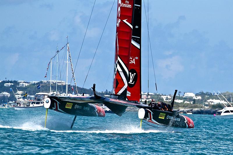 Mark 3 - Race 9 - Emirates Team NZ recovers from a small splashdown - 35th America's Cup - Bermuda May 27, 2017 photo copyright Richard Gladwell taken at  and featuring the AC50 class