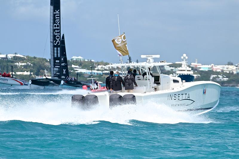 VIP chase boat - America's Cup Qualifier - Day 3, May 29, 2017 photo copyright Richard Gladwell taken at  and featuring the AC50 class