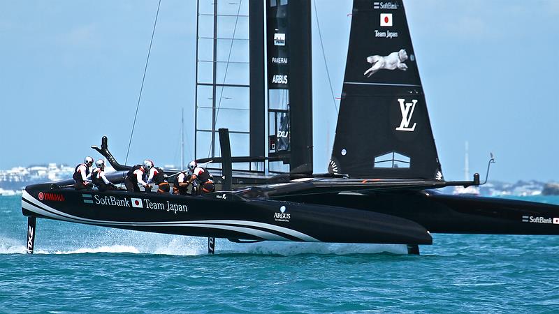 Softbank Team Japan, Leg 3, race 15, Round Robin 1 - America's Cup Qualifier - Day 3, May 29, 2017 photo copyright Richard Gladwell taken at  and featuring the AC50 class