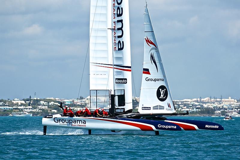 Groupama Team France - top of Leg 3, Race 15 - Round Robin 1 - America's Cup Qualifier - Day 3, May 29, 2017 photo copyright Richard Gladwell taken at  and featuring the AC50 class