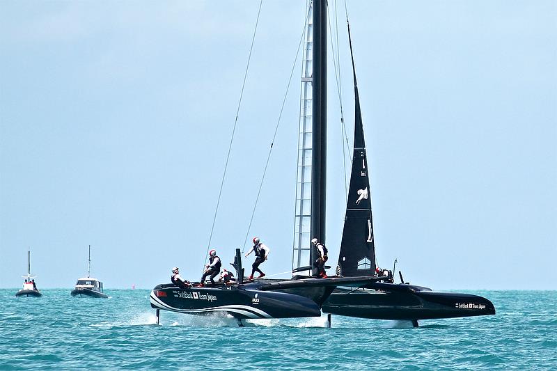 Softbank Team Japan completes a foiling tack - Race 15, Leg 3 - America's Cup Qualifier - Day 3, May 29, 2017 - photo © Richard Gladwell