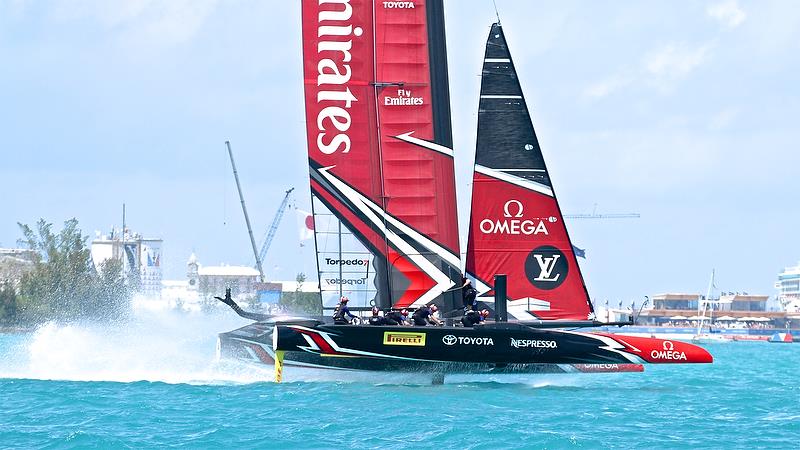 Emirates Team New Zealand ahead of Race 14 - America's Cup Qualifier - Day 3, May 29, 2017 photo copyright Richard Gladwell taken at  and featuring the AC50 class
