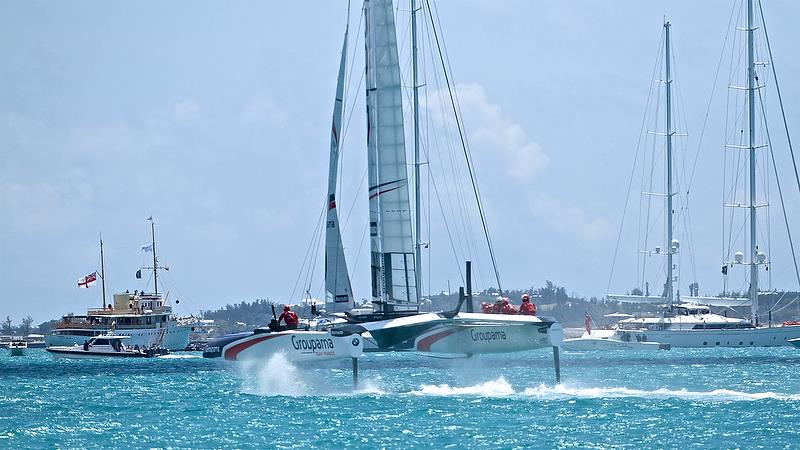 Groupama Team France flying under control - America's Cup Qualifier - Day 3, May 29, 2017 photo copyright Richard Gladwell taken at  and featuring the AC50 class