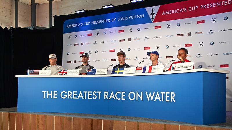 Helmsmen's Media Conference - Round Robin 2, Day 4 - 35th America's Cup - Bermuda May 30, 2017 photo copyright Richard Gladwell taken at  and featuring the AC50 class