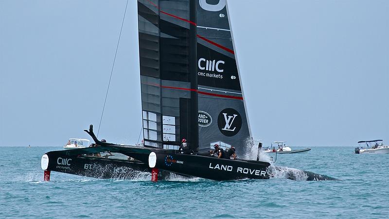 Land Rover BAR does a light airs splashdown, race 5 - Round Robin 2, Day 6 - 35th America's Cup - Bermuda June 1, 2017 photo copyright Richard Gladwell taken at  and featuring the AC50 class