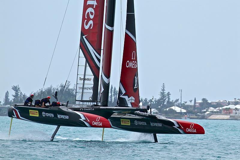 Emirates Team NZ back up to speed at the end of Leg 6, Race 5 - Round Robin2, America's Cup Qualifier - Day 6, June 1, 2017 (ADT) photo copyright Richard Gladwell taken at  and featuring the AC50 class