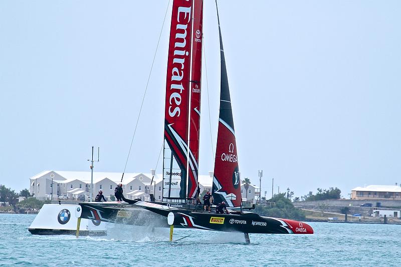 Emirates Team New Zealand finishes - Race 5 - Round Robin 2, Day 6 - 35th America's Cup - Bermuda June 1, 2017 photo copyright Richard Gladwell taken at  and featuring the AC50 class