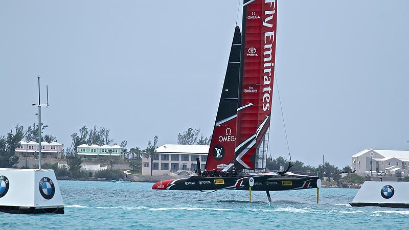 Emirates Team NZ on Leg 7 to the finish of Race 5 - Round Robin2, America's Cup Qualifier - Day 6, June 1, 2017 (ADT) photo copyright Richard Gladwell taken at  and featuring the AC50 class