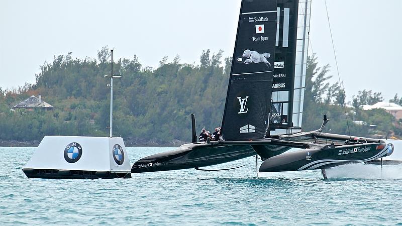 Softbank Team Japan at the bottom mark - Race 6 - Round Robin 2, Day 6 - 35th America's Cup - Bermuda June 1, 2017 photo copyright Richard Gladwell taken at  and featuring the AC50 class