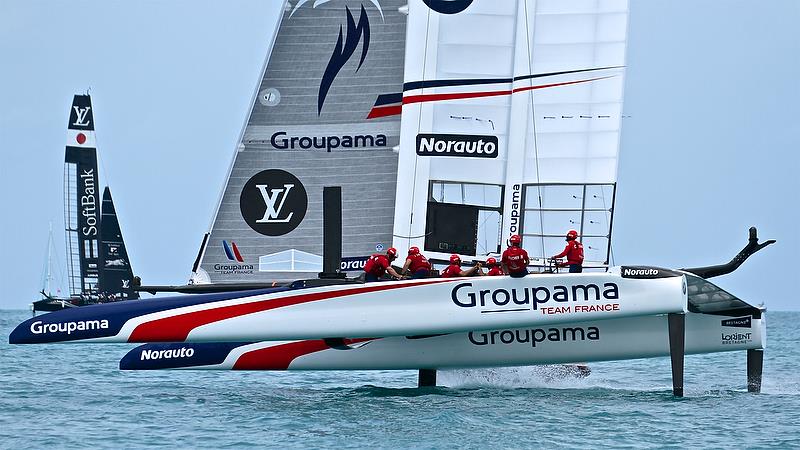 Groupama Team France is well behind - race 4 - Round Robin2, America's Cup Qualifier - Day 6, June 1, 2017 (ADT) photo copyright Richard Gladwell taken at  and featuring the AC50 class