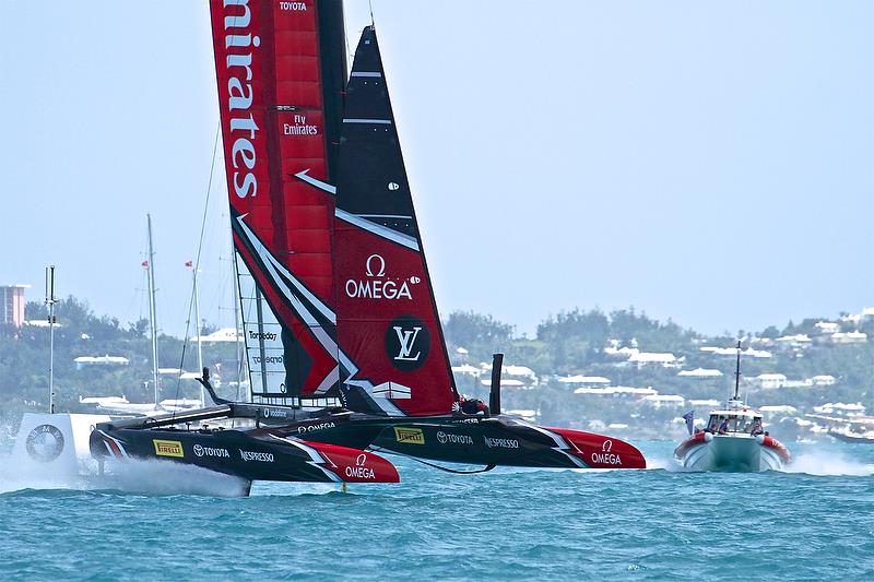 Emirates Team New Zealand on Leg 7 - Race 10 - Round Robin2, America's Cup Qualifier - Day 7, June 2, 2017 (ADT) photo copyright Richard Gladwell taken at  and featuring the AC50 class