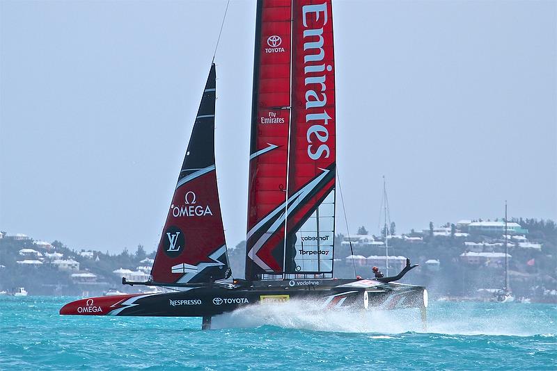 Emirates Team New Zealand returns home at speed - after Race 10 - Round Robin2, America's Cup Qualifier - Day 7, June 2, 2017 (ADT) photo copyright Richard Gladwell taken at  and featuring the AC50 class
