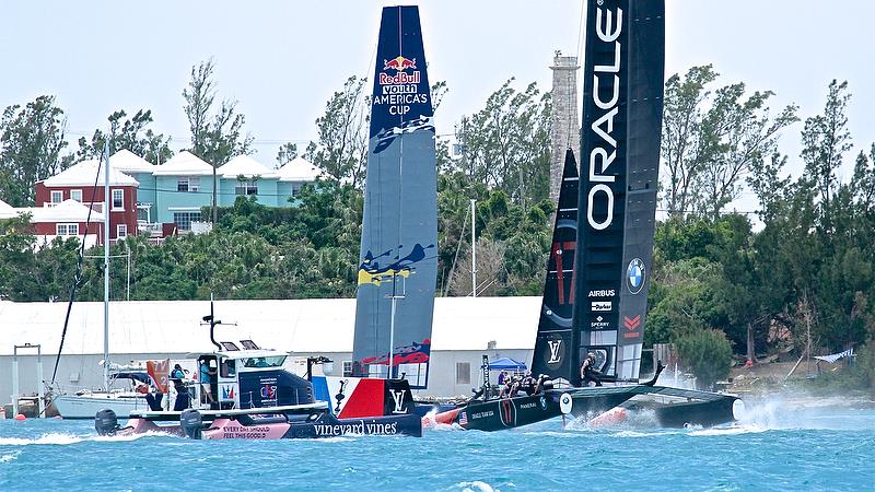 Oracle Team USA - Finish - Round Robin2, Race 9 - America's Cup Qualifier - Day 7, June 2, 2017 (ADT) photo copyright Richard Gladwell taken at  and featuring the AC50 class