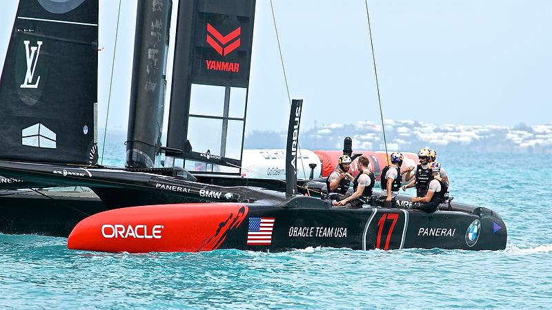 Oracle Team USA are pleased with their win - Race 12 - Round Robin2, America's Cup Qualifier - Day 8, June 3, 2017 (ADT) photo copyright Richard Gladwell taken at  and featuring the AC50 class