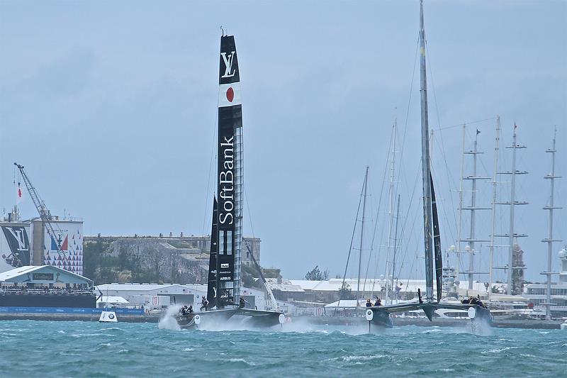 Softbank Team Japan leads Artemis Racing - Leg 2 - Semi-Finals, America's Cup Playoffs- Day 11, June 6, 2017 (ADT) - photo © Richard Gladwell