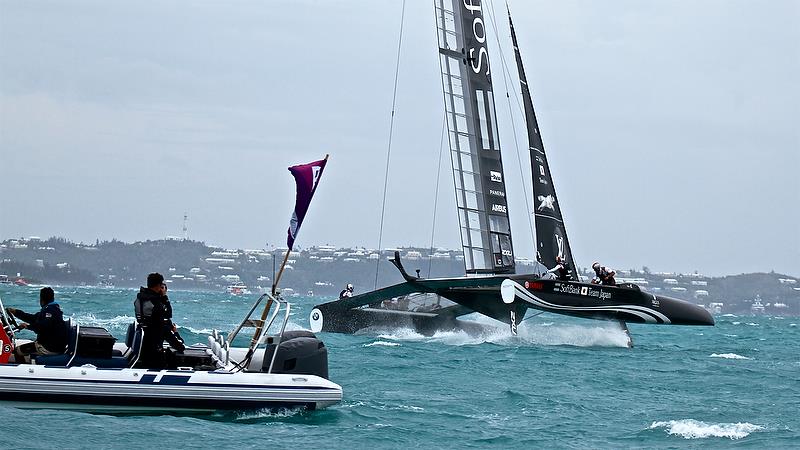 Softbank Team Japan - Leg 5 - Race 3 - Semi-Final, Day 11 - 35th America's Cup - Bermuda June 56, 2017 photo copyright Richard Gladwell taken at  and featuring the AC50 class