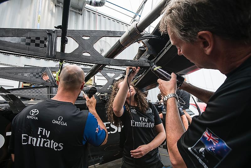 Wingsail damage Emirates Team New Zealand's nosedive - June 6, 2018. Semi-Final 4, America's Cup Playoffs. - photo © Richard Hodder / ETNZ