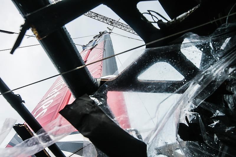 More damage after Emirates Team New Zealand's nosedive - June 6, 2018. Semi-Final 4, America's Cup Playoffs photo copyright Richard Hodder / ETNZ taken at  and featuring the AC50 class