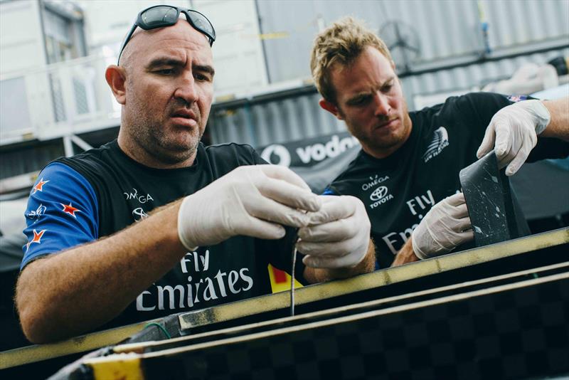 Simon Broun (left) and Jack Taylor - Emirates Team New Zealand shore crew  - June 6-7, 2017 photo copyright Emirates Team New Zealand taken at  and featuring the AC50 class