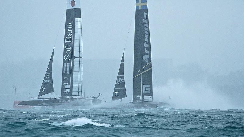 Artemis Racing digs in deep on- Leg 1 - Race 4 - Semi-Finals, America's Cup Playoffs- Day 11, June 6, 2017 (ADT) photo copyright Richard Gladwell taken at  and featuring the AC50 class