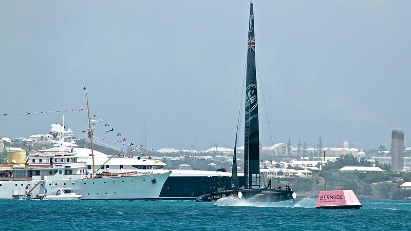Land Rover BAR had a good lead around Mark 1 - Race 5 -Semi-Finals, America's Cup Playoffs- Day 12, June 8, 2017 (ADT) photo copyright Richard Gladwell taken at  and featuring the AC50 class