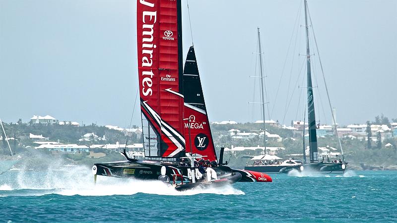 Start Race 5 - Land Rover BAR has long gone - Semi-Finals, America's Cup Playoffs- Day 12, June 8, 2017 (ADT) photo copyright Richard Gladwell taken at  and featuring the AC50 class