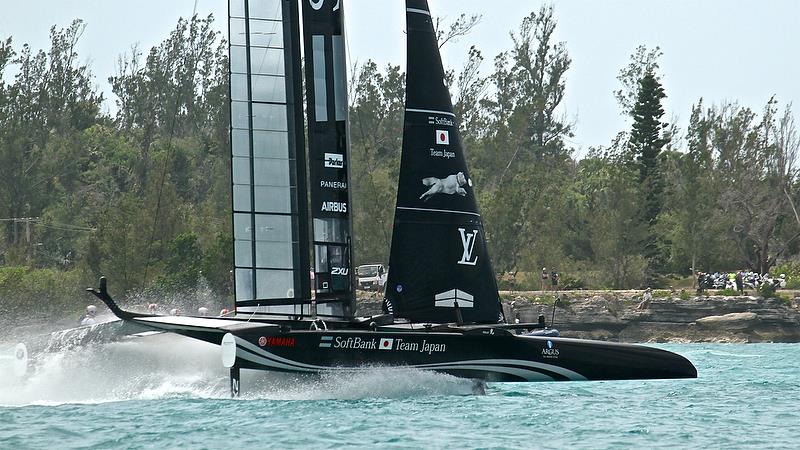 Softbank Team Japan - Finish - Race 5 - Semi-Finals, America's Cup Playoffs- Day 12, June 8, 2017 (ADT) photo copyright Richard Gladwell taken at  and featuring the AC50 class