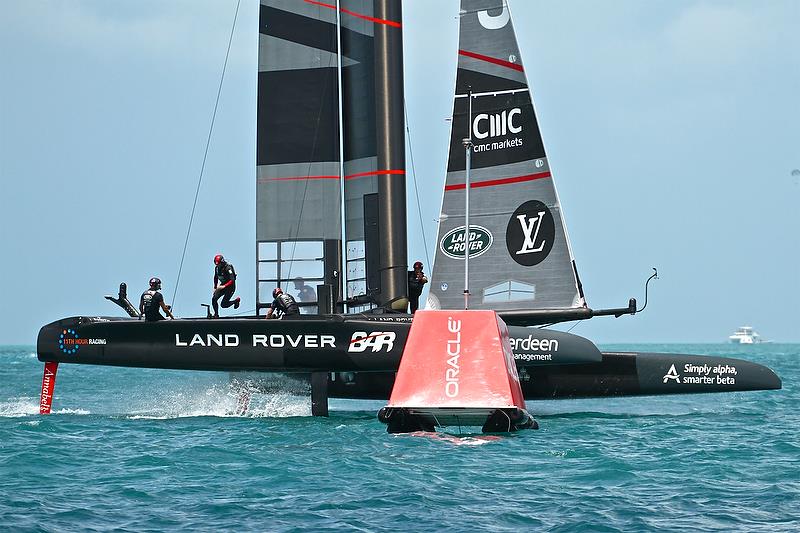 Land Rover BAR leads around Mark 3 - Semi-Finals, Day 12 - 35th America's Cup - Bermuda June 8, 2017 photo copyright Richard Gladwell taken at  and featuring the AC50 class