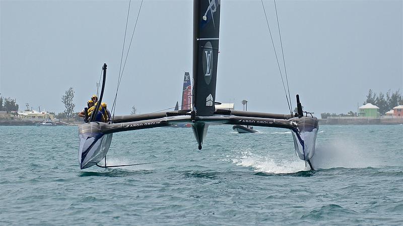 Artemis Racing - bow on - Race 6 - Semi-Finals, America's Cup Playoffs- Day 12, June 8, 2017 (ADT) photo copyright Richard Gladwell taken at  and featuring the AC50 class