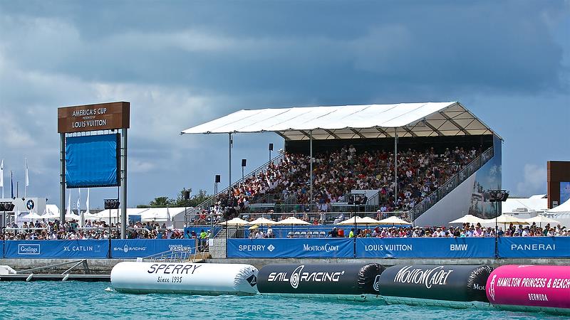 Tickets were a sell-out with a capacity crowd of 7,000 ticketed seats and 10,000 fans in total - America's Cup 35th Match - Match Day1 - Regatta Day 17, June 17, 2017 (ADT) photo copyright Richard Gladwell taken at  and featuring the AC50 class