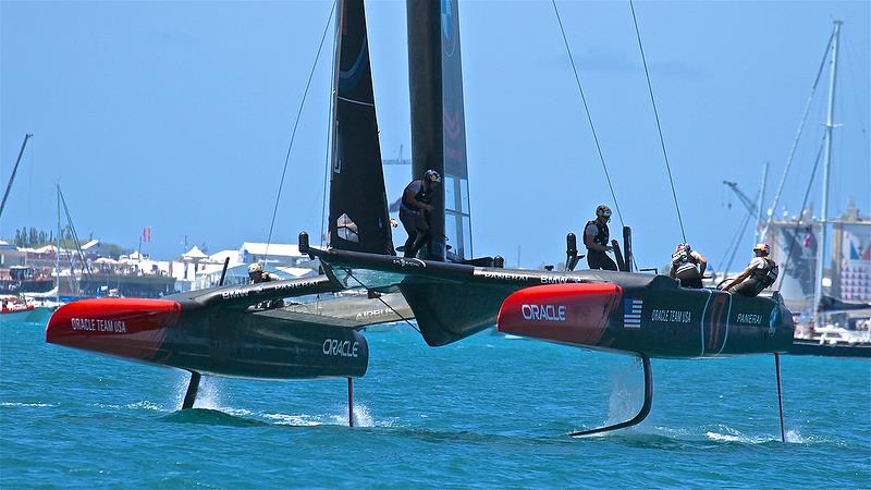 Oracle Team USA tacks on Leg 3 - America's Cup 35th Match - Match Day2 - Regatta Day 18, June 18, 2017 (ADT) photo copyright Richard Gladwell taken at  and featuring the AC50 class