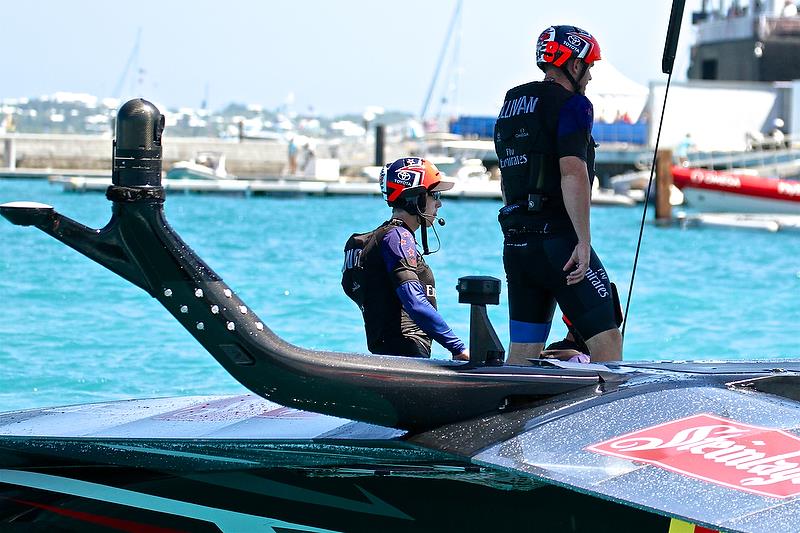 Communications pod with 360VR camera strut ahead of it - Race 4 - America's Cup 35th Match - Match Day2 - Regatta Day 18, June 18, 2017 (ADT) photo copyright Richard Gladwell taken at  and featuring the AC50 class