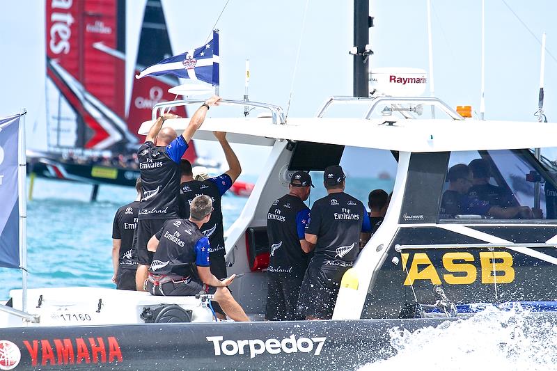 Intense concentration from the Emirates Team New Zealand tender - America's Cup 35th Match - Match Day 5 - Regatta Day 21, June 26, 2017 (ADT) - photo © Richard Gladwell