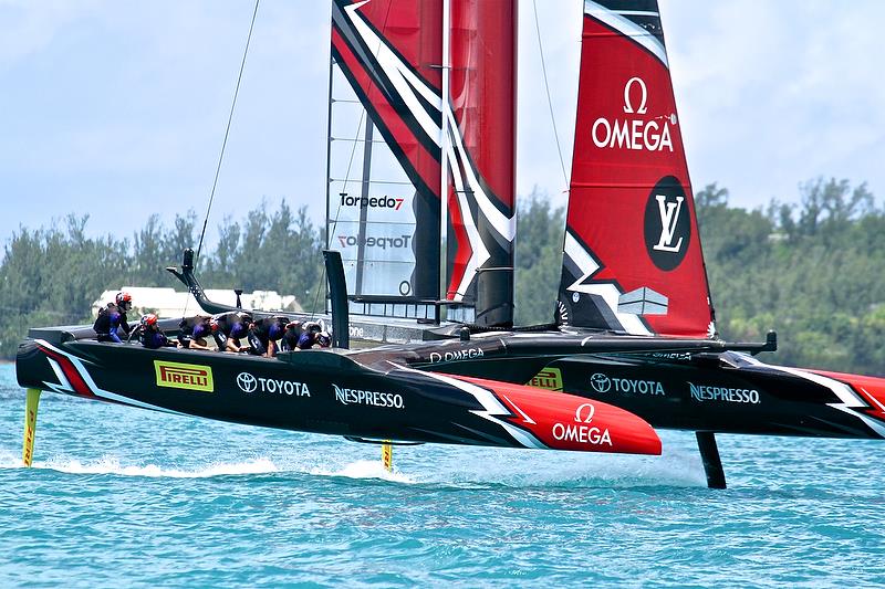 Preparing to round Mark 3 - America's Cup 35th Match - Match Day 5 - Regatta Day 21, June 26, 2017 (ADT) photo copyright Richard Gladwell taken at  and featuring the AC50 class