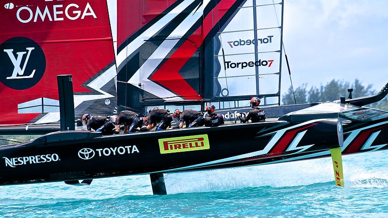 Emirates Team New Zealand warm up - America's Cup 35th Match - Match Day 5 - Regatta Day 21, June 26, 2017 (ADT) - photo © Richard Gladwell