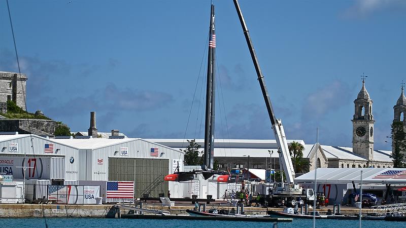 Oracle Team USA showing off her daggerboards - America's Cup 35th Match - Match Day 5 - Regatta Day 21, June 26, 2017 (ADT) photo copyright Richard Gladwell taken at  and featuring the AC50 class