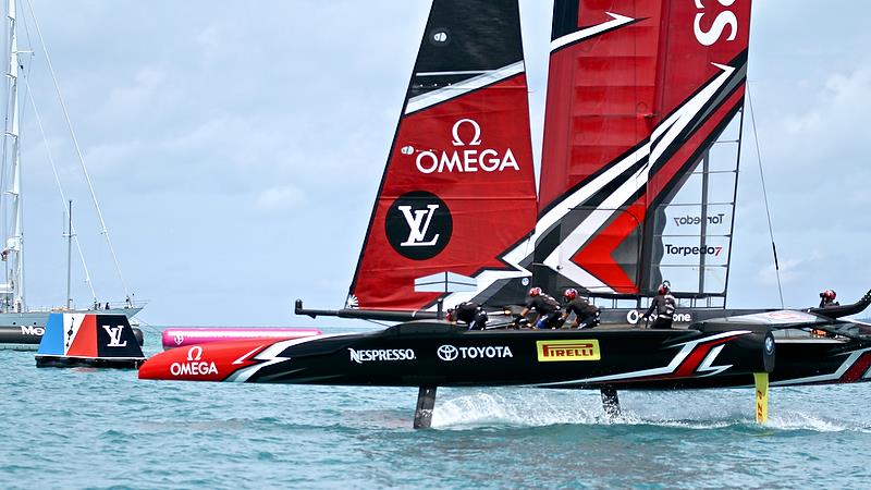 Finish line in sight - America's Cup 35th Match - Match Day 5 - Regatta Day 21, June 26, 2017 (ADT) photo copyright Richard Gladwell taken at  and featuring the AC50 class