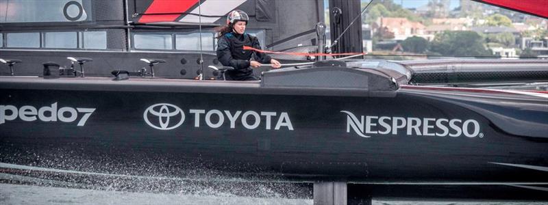 Performance Engineer Elise Beavis crewing aboard Emirates Team NZ's AC50 - photo © Emirates Team New Zealand