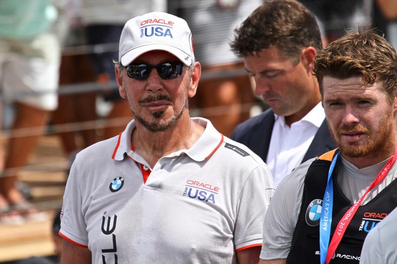 Where SailGP started - Larry Ellison with Tom Slingsby at the medal presentation - Bermuda June 26, 2017 photo copyright Richard Gladwell - Sail-World.com/nz taken at Royal Bermuda Yacht Club and featuring the AC50 class