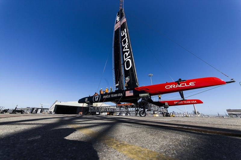 Load test on ORACLE TEAM USA's second AC72 photo copyright Guilain Grenier / ORACLE TEAM USA taken at  and featuring the AC72 class