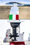 © Ivo Rovira The anvil shaped piece between the foil arm and wing foil is a corrector weight from the 2024 AC75 configuration - Luna Rossa (ITA) - Day 7 - July 01, 2026 - Cagliari, Sardinia © Ivo Rovira