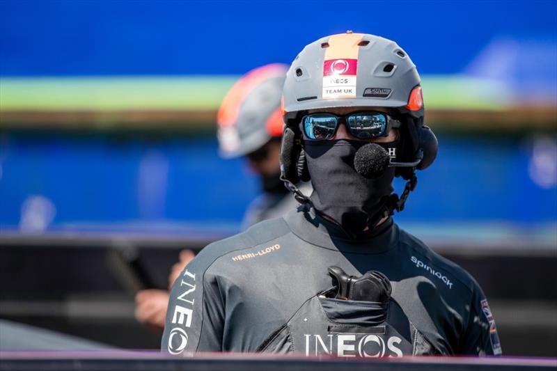 Ben Ainslie wearing a Henri-Lloyd face covering ahead of sailing photo copyright C Gregory / INEOS Team UK taken at  and featuring the AC75 class