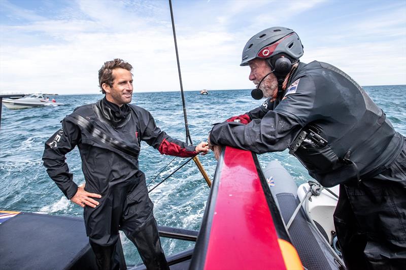 Sir Robin Knox-Johnston takes flight on Britannia - photo © C Gregory / INEOS TEAM UK