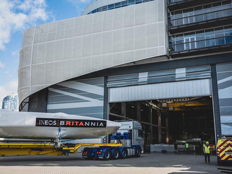 RB2 leaving the INEOS TEAM UK base in Portsmouth on Friday 26th September  photo copyright Harry KH / INEOS TEAM UK taken at  and featuring the AC75 class