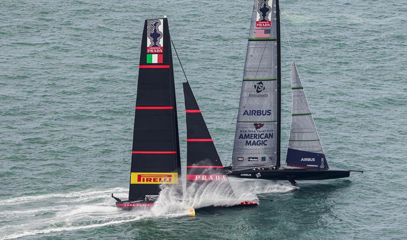 Luna Rossa Prada Pirelli vs New York Yacht Club American Magic on day 2 of PRADA ACWS Auckland photo copyright COR36 / Studio Borlenghi taken at  and featuring the AC75 class